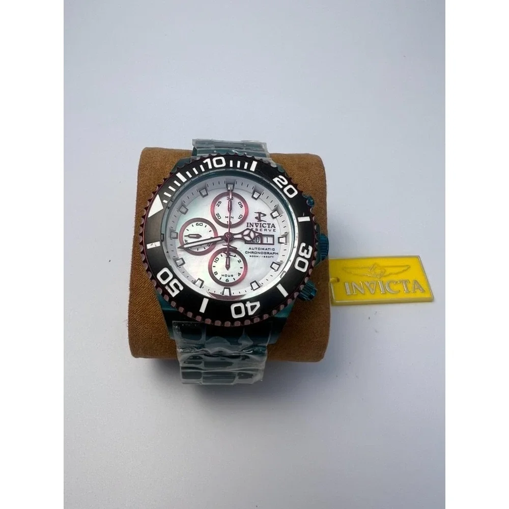 #W006 Invicta Pro Diver Chronograph Mens Watch #32983 Teal Burgundy White Dial